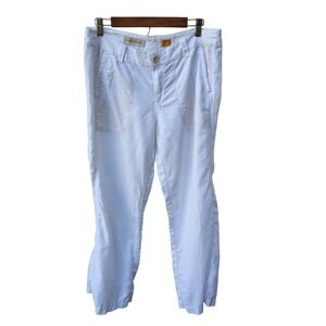 Anthropologie Pants Women 12 Beige Wide Leg Pilcro & The Letterpress Linen Blend